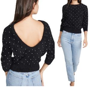 BA&SH - Amby Rhinestone Detail Angora Sweater - black - size 2 (Medium)